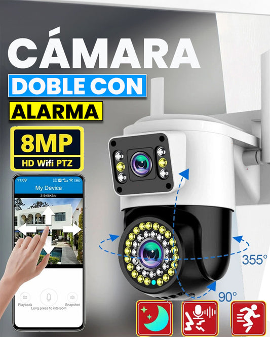 CÁMARA DOBLE LENTE CON ALARMA📸🚨